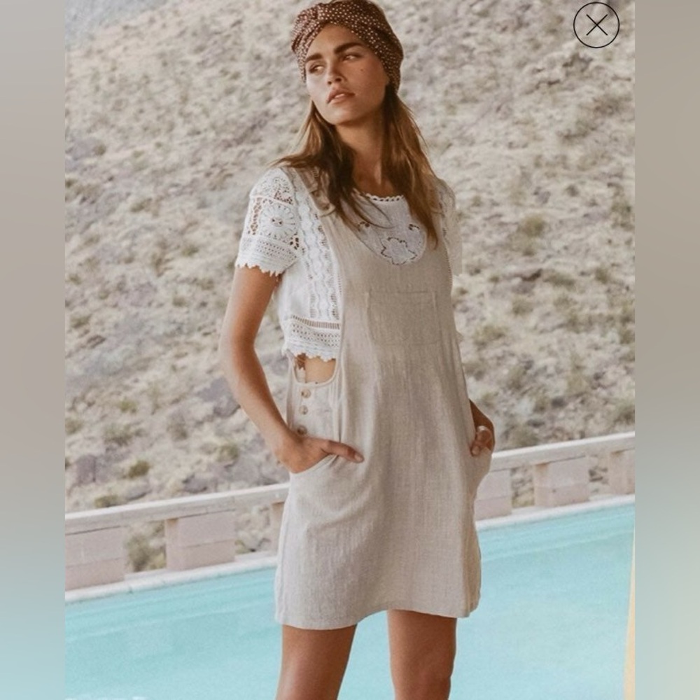 Spell Della Pinafore Dress Sand Size Medium